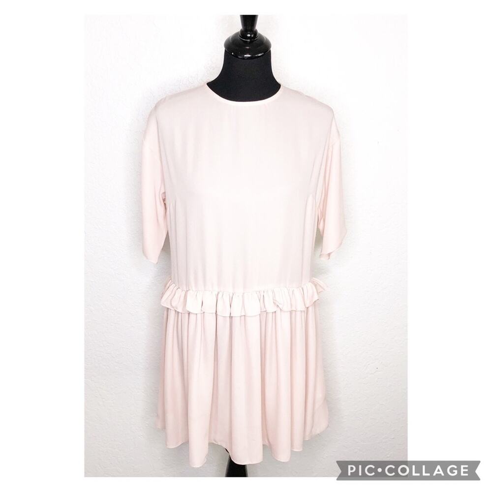 ASOS light pink ruffle trim babydoll dress size 0 NWT